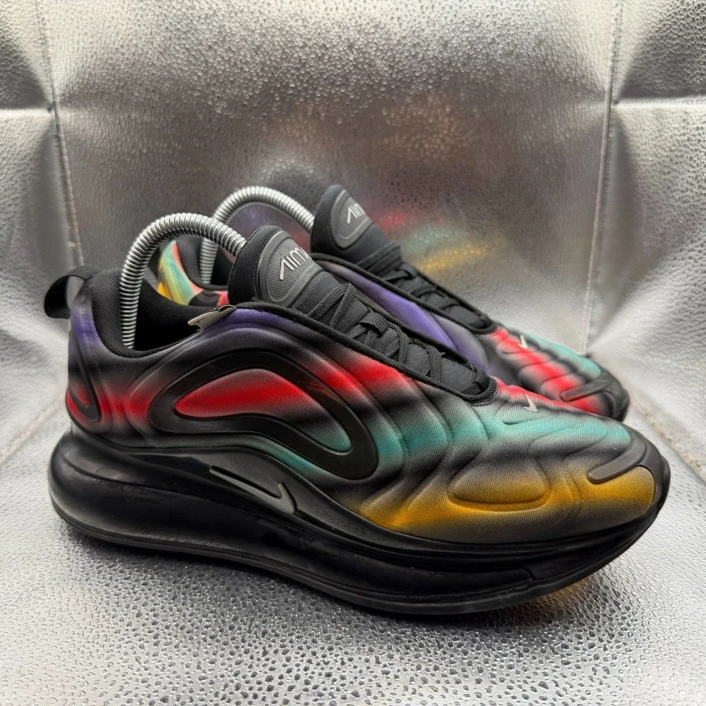 Size 7Y Nike Air Max 720 GS Black‎ Multi Kids Lace-Up Running Shoes AQ3196-011